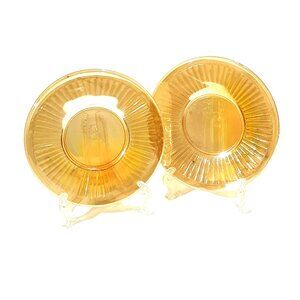 Marigold Carnival Glass Orange B & B Plate 6 " Set of 2 Wide Rim Ribbed Vintage